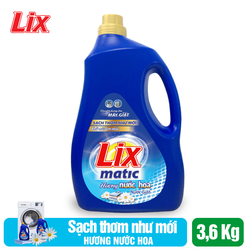 COMBO 2 chai nước giặt Lix matic hương nước hoa (2 chai x 3.6kg) NGM40 - Dùng cho máy giặt cửa trước