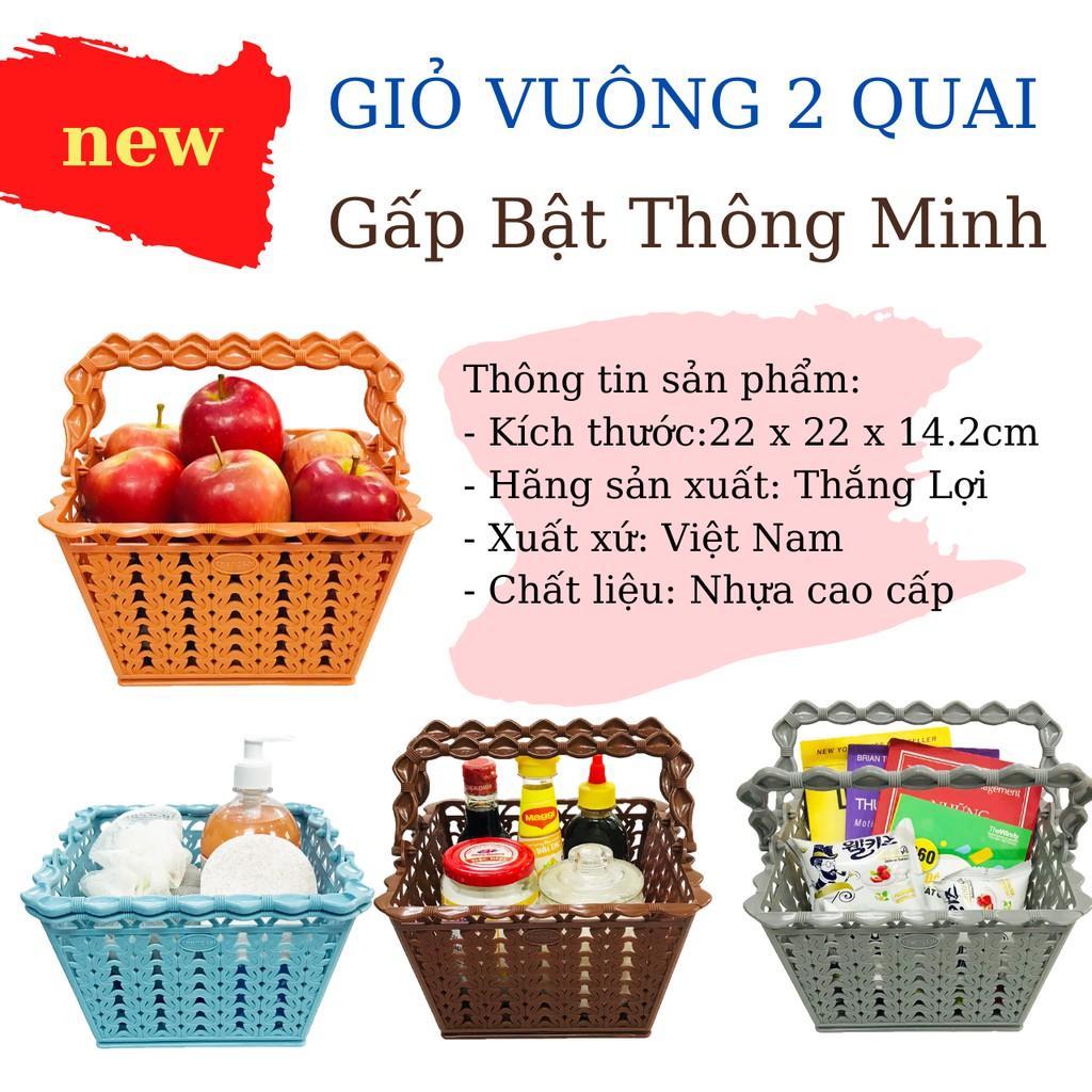 Giỏ vuông 2 quai nhiều màu đa năng đựng cafe, trà sữa mang đi, đựng hũ gia vị nhà bếp