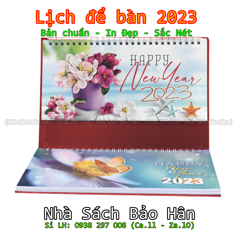 Lịch để bàn 2023 có lịch âm (kiểu chữ M ) có dải note ghi chú ngày, tuần, đủ ngày âm dương (GIAO MẪU HÌNH NGẪU NHIÊN)