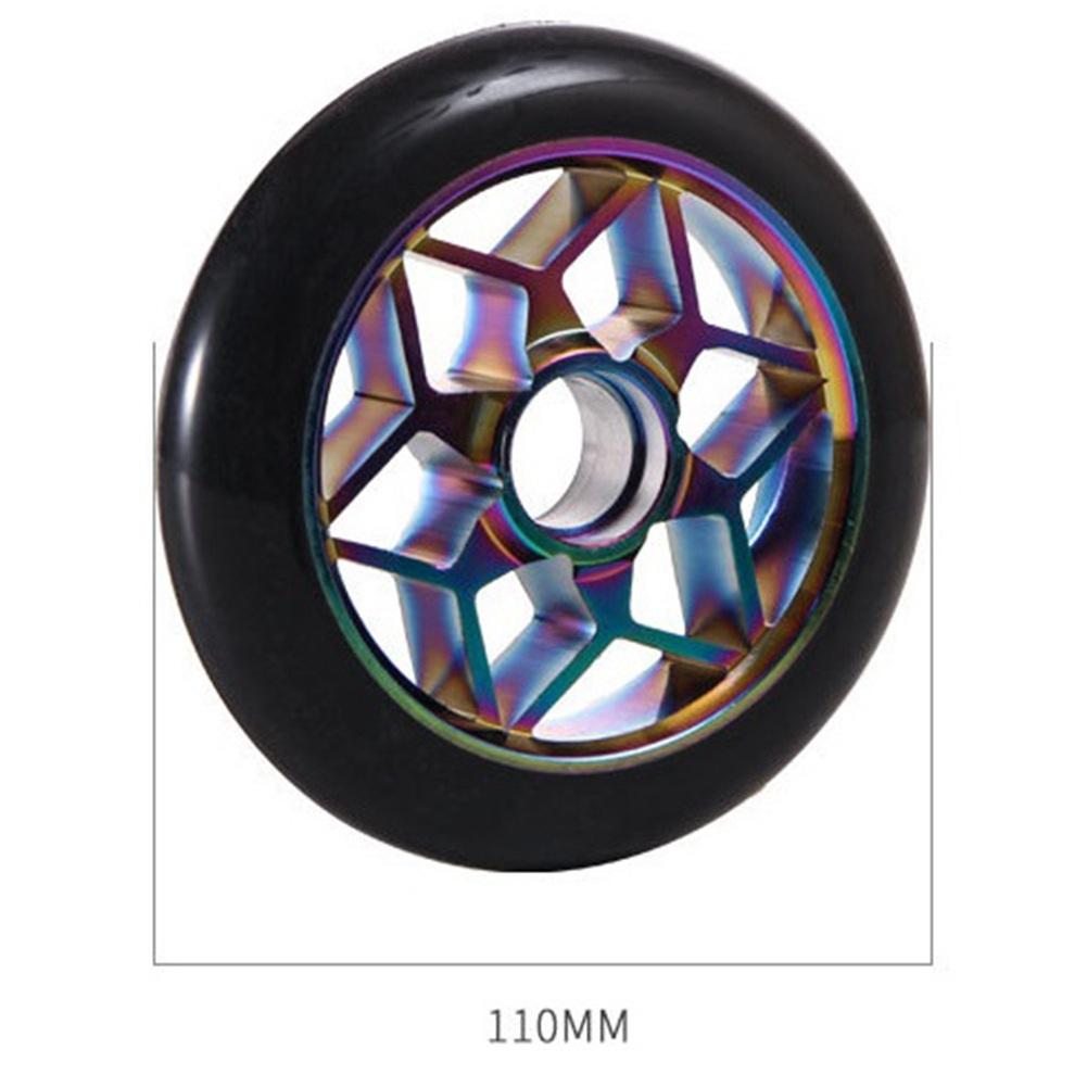 Phụ kiện xe tay ga 2 chiếc Bánh xe tay ga 110mm Bánh xe Pu đầy màu sắc Bánh xe đóng thế dày có vòng bi
