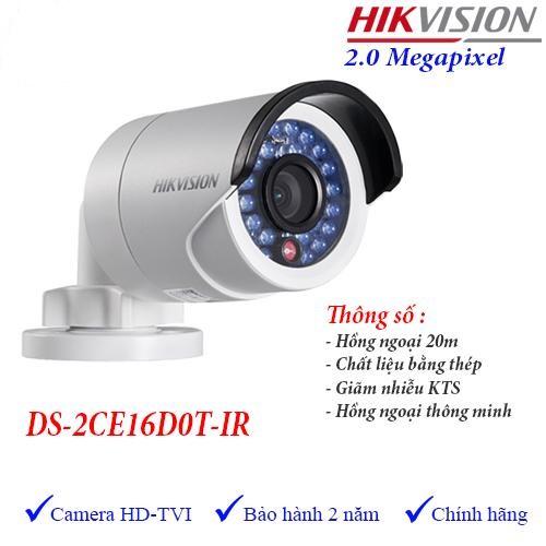 Trọn bộ 2 Camera 2MP DS-2CE16D0T-IR(C) + Đầu ghi hình Hikvision, có sẵn phụ kiện, cắm điện là chạy -Hàng chính hãng