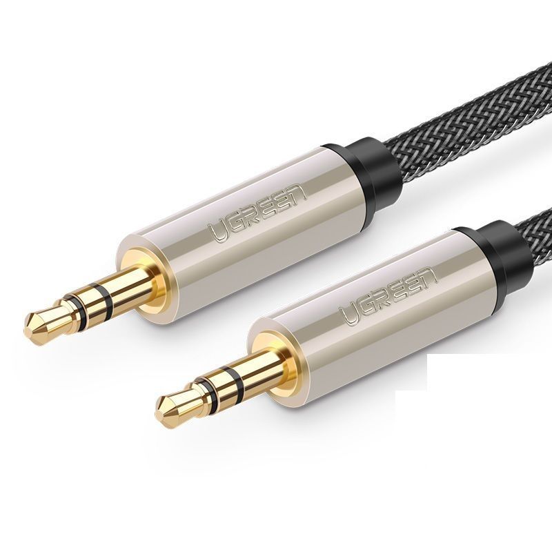 Cáp 3.5mm Pro audio đầu kim loại dây dù bọc chống nhiễu 1M màu xám đen Ugreen 125AT10602AV Hàng chính hãng