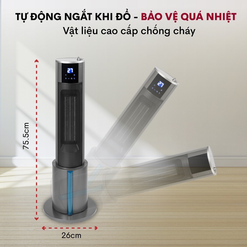 [Nhập CECAMP30KD1 giảm 30K] Máy sưởi gốm không khô da phun sương tạo ẩm Nhật Bản nhập khẩu FUJIHOME không đốt oxi tự ngắt tiết kiệm điện - hàng chính hãng