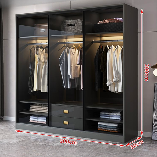 [Miễn phí lắp đặt &amp; vận chuyển - Trả góp 0%] Tủ quần áo cánh kính đẹp hiện đại thương hiệu Ohaha - TCK008