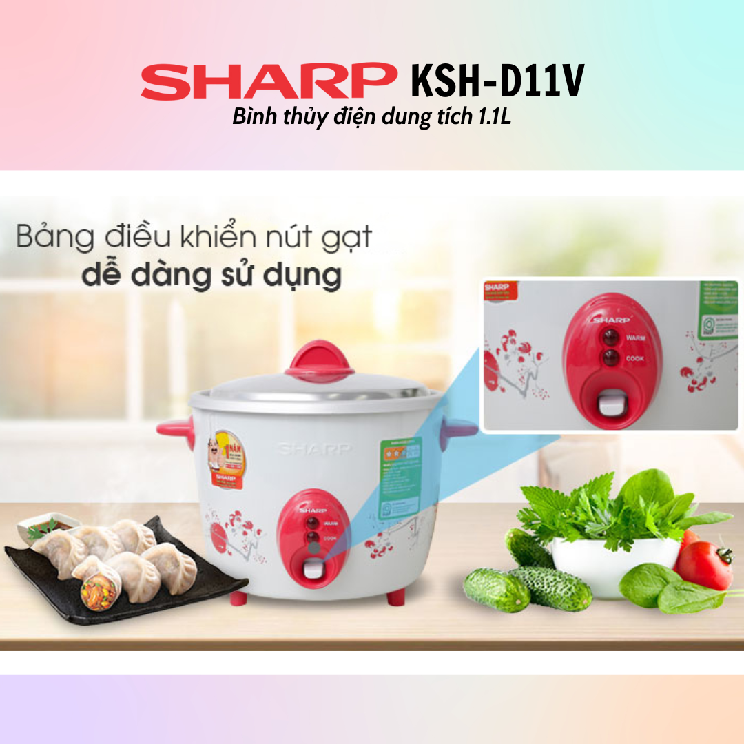 Nồi Cơm Điện Nắp Rời Sharp KSH-D11V (1.1L) - Hàng Chính Hãng -  Màu Ngẫu Nhiên