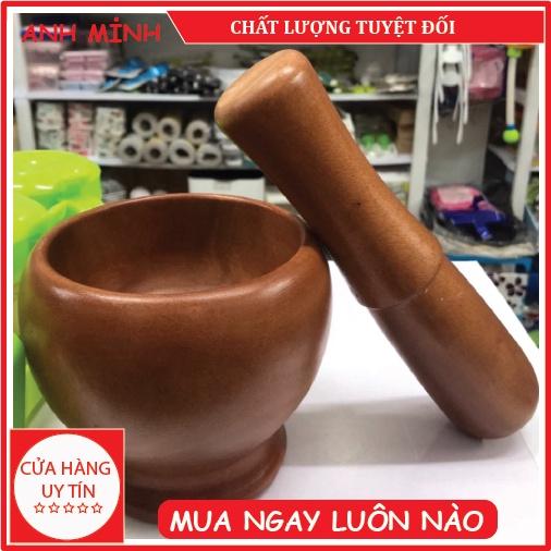 Bộ chày giã cối gỗ cao cấp Bộ chày cối gỗ hình lu tiện dụng trong nhà bếp cao cấp cỡ lớn