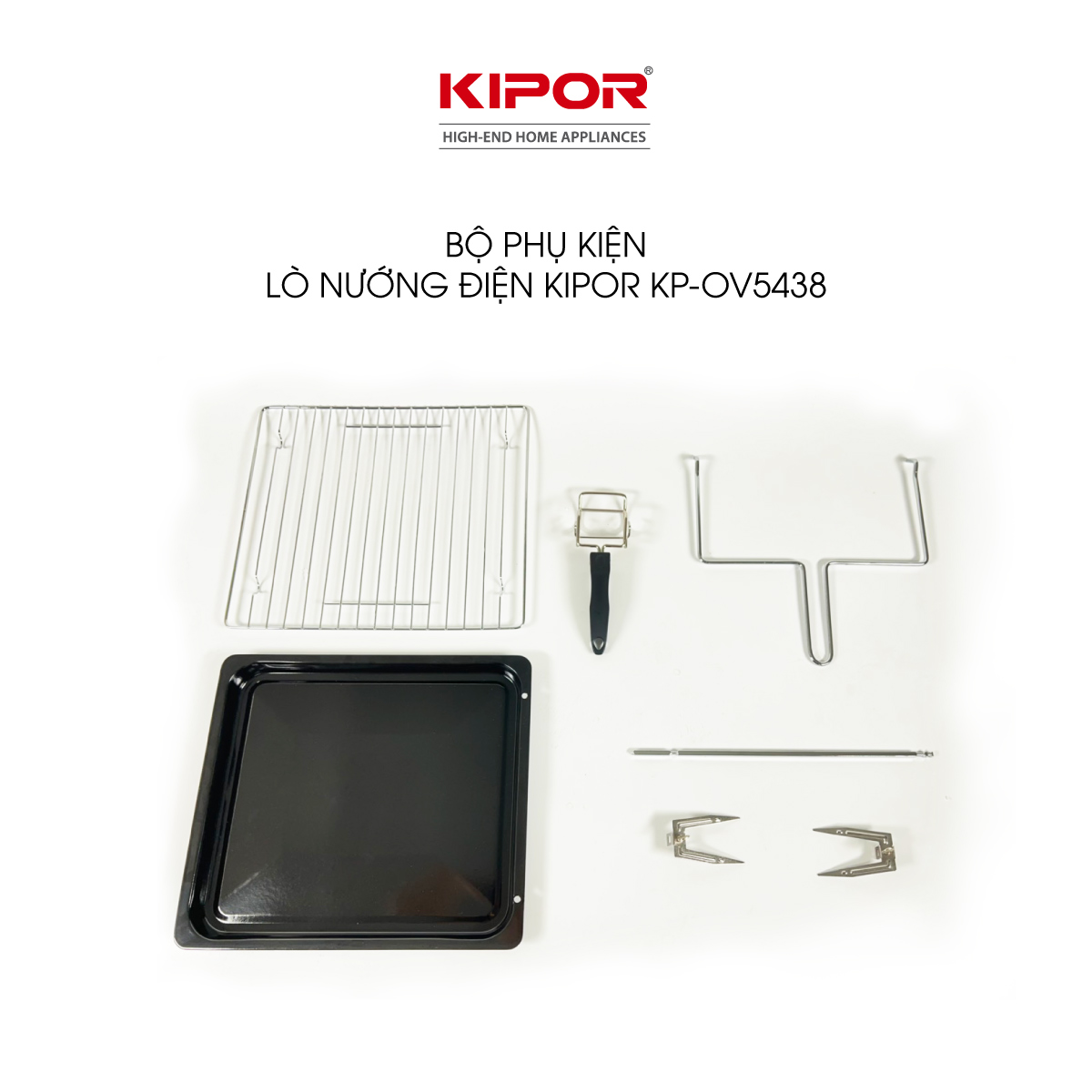 Lò nướng, chiên không dầu KIPOR KP-OV5438 - 38L - Nhiệt lò 250 độ, thanh nhiệt hai mặt trên dưới, chuông cảnh báo an toàn -Hàng chính hãng