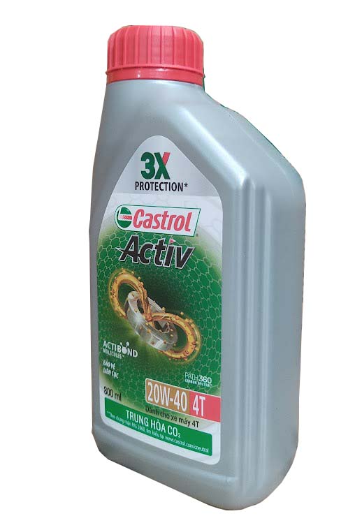 Dầu động cơ xe số Castrol Activ 4T, 20W-40, 0,8L (800ML)