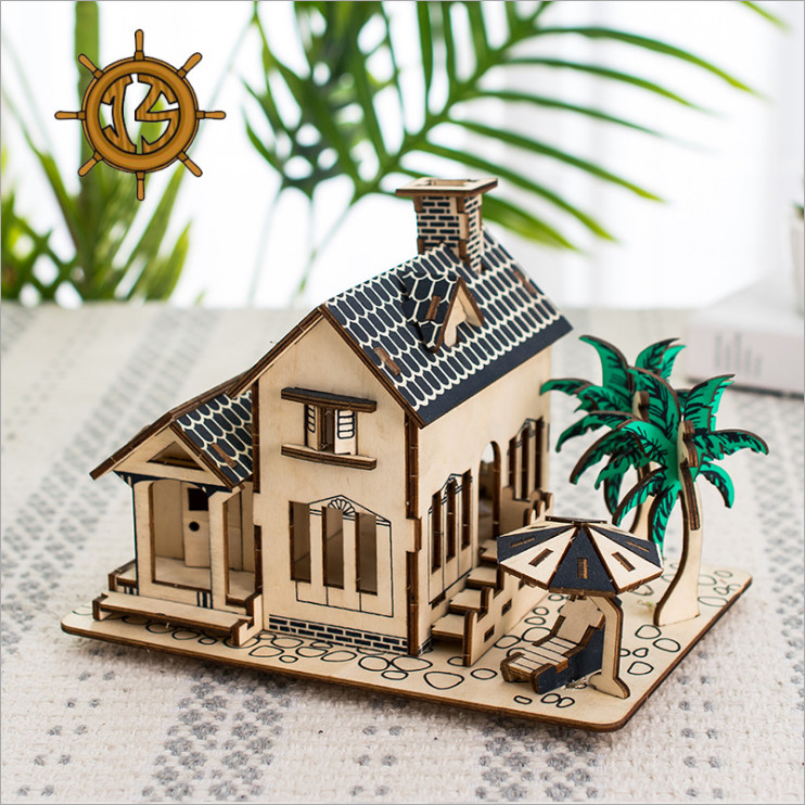 Đồ chơi lắp ráp gỗ 3D Mô hình Nhà Beach House Laser