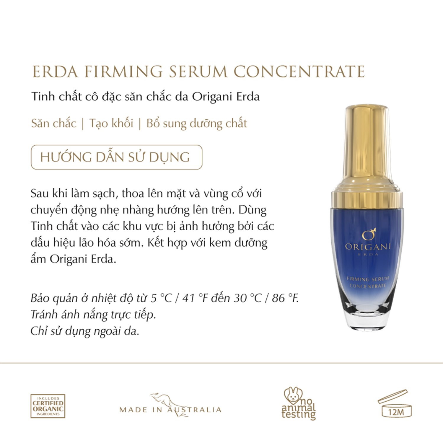 Serum Cô Đặc Săn Chắc Da - Origani Erda - Làm mới, hồi phục và bổ Sung cho da chảy xệ  - Có Chứng Nhận Organic Của Úc