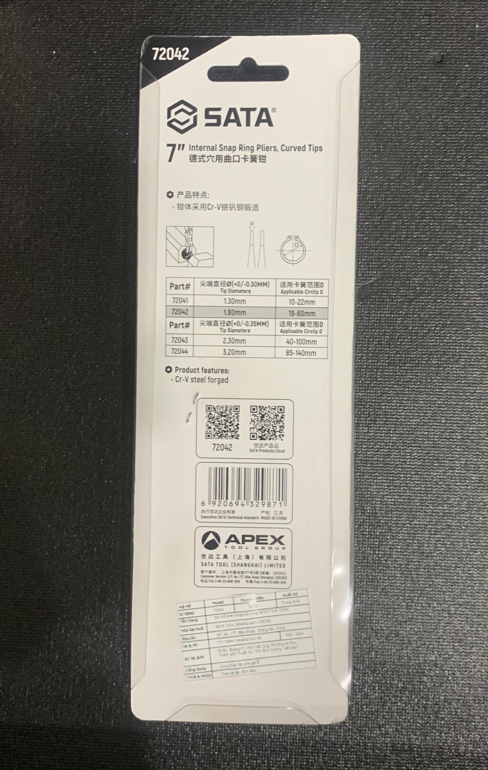 Kìm mở phe trong mũi cong 180mm SATA 72042