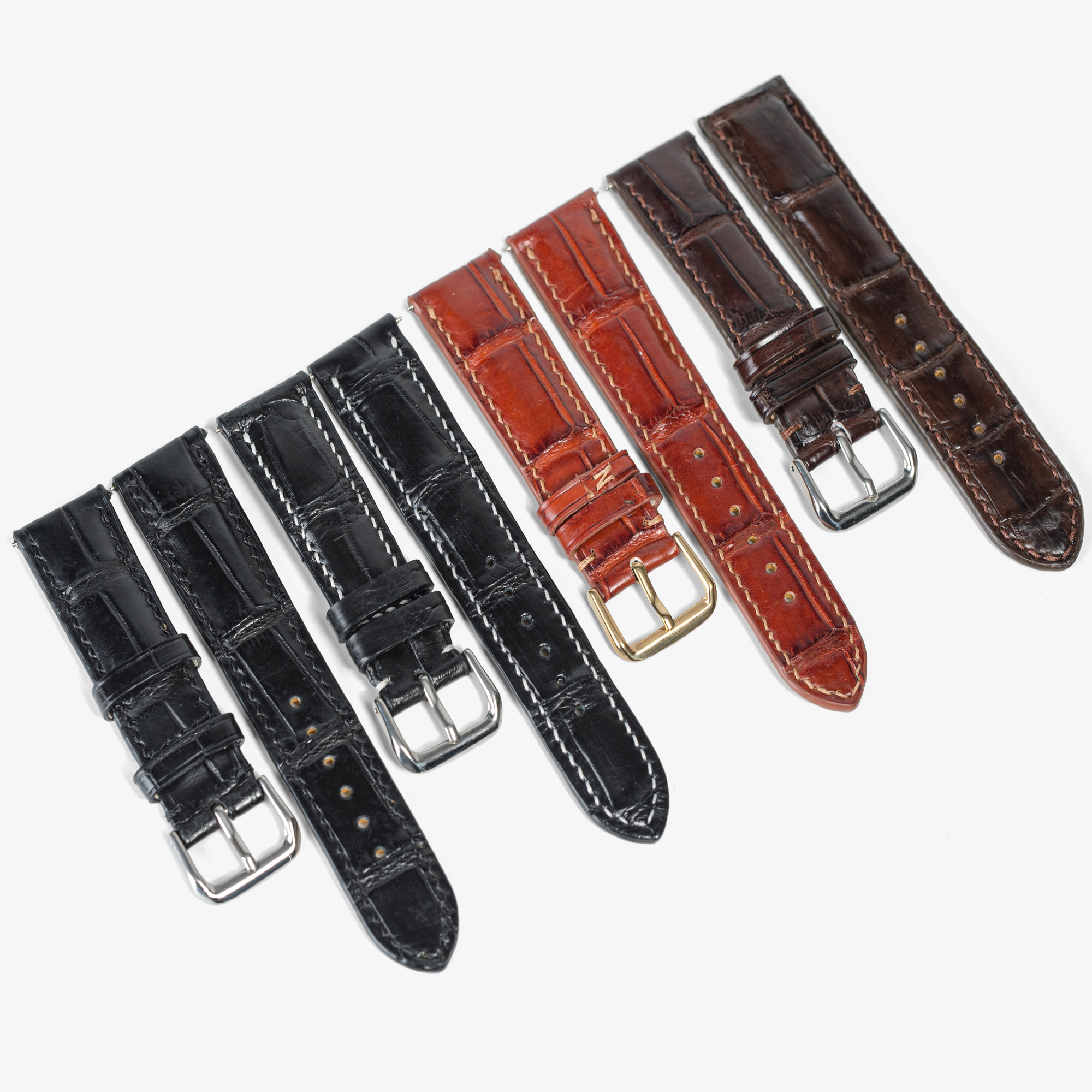 Hình ảnh Dây đồng hồ nam da cá sấu đốt tre Bụi Leather D103 - Hàng khâu tay thủ công cao cấp - Bảo hành 12 tháng