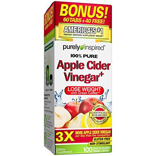 Purely Inspired Apple Cider Vinegar + Green Coffee Extract, Supplements Weight Loss, 100 Capsules (Packaging May Vary)