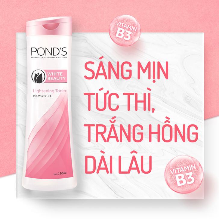 Nước Hoa Hồng 150ml Pond'S White Beauty Sáng Da Cân Bằng Ph Se Khít Lỗ Chân Lông