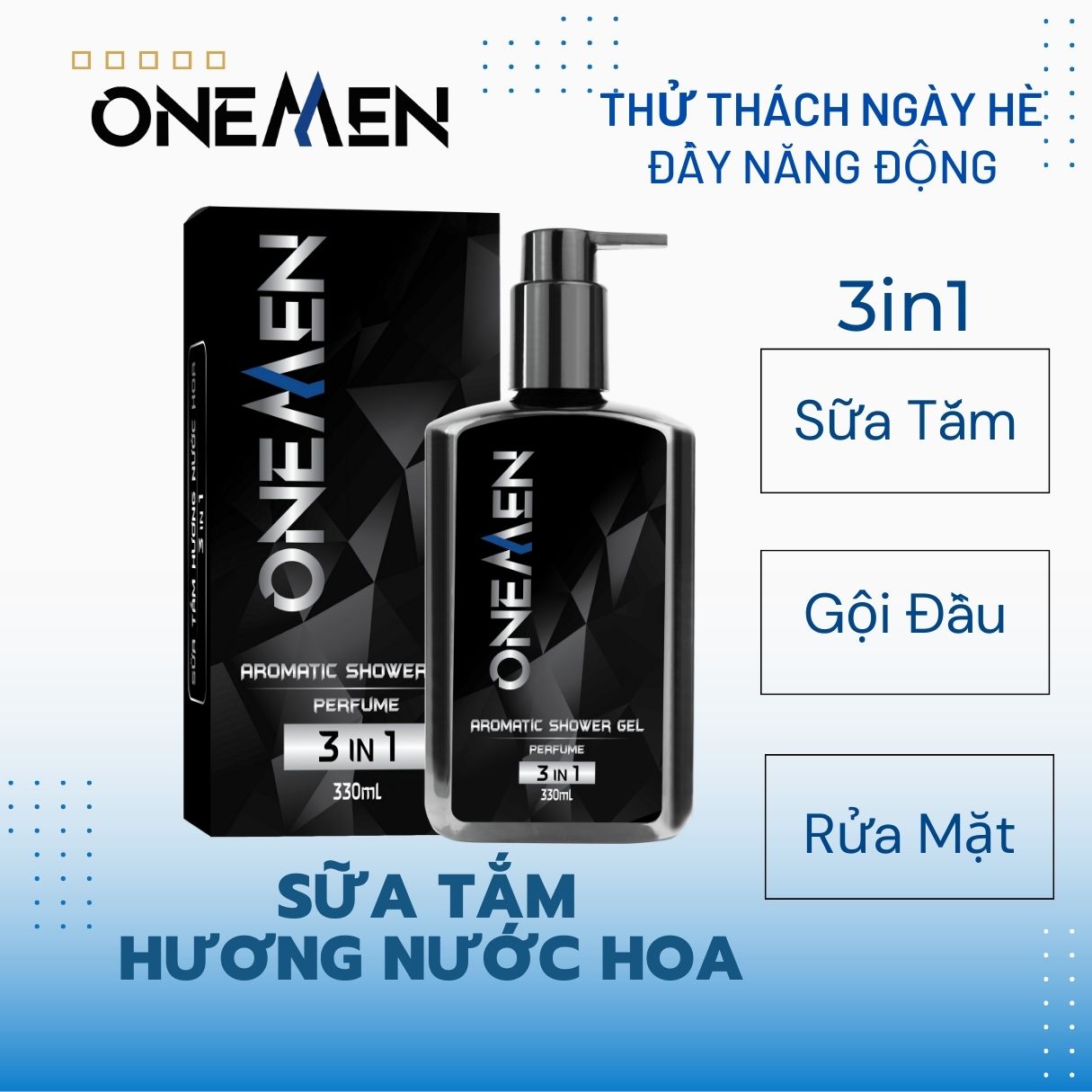 Combo 2 Sữa Tắm Gội Hương Nước Hoa 3IN1 Aromatic Shower Gel ONEMEN 330ml