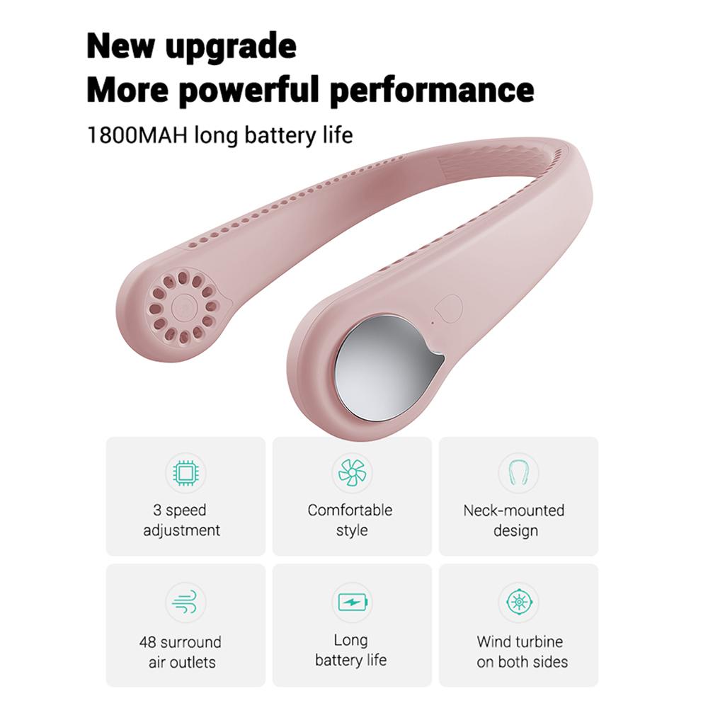 Quạt treo cổ mini 3 bánh răng có cắm sạc dùng cho thể thao du lịch ngoài trời