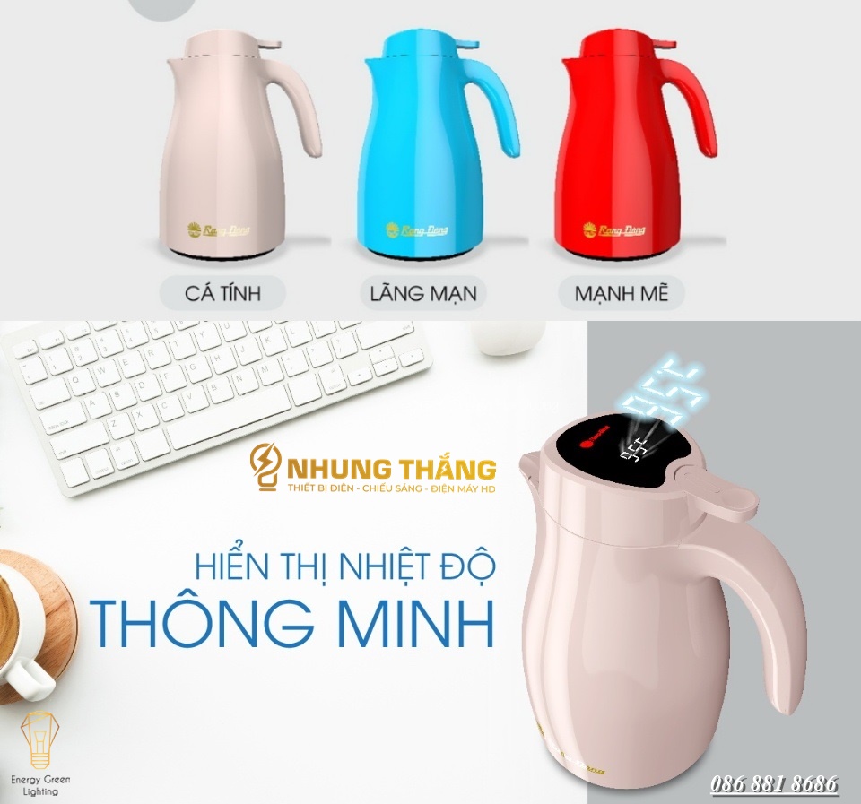 Phích Giữ Nhiệt Rạng Đông 1542N3.E - Dung Tích 1.5L - Hiển Thị Nhiệt Độ Thông Minh - Màu Random- Có Video