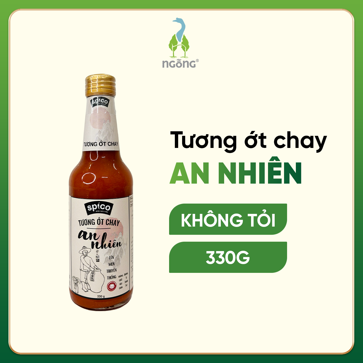 Tương Ớt An Nhiên SPICO Ăn Chay Thực Dưỡng Không Tỏi Chai 330g