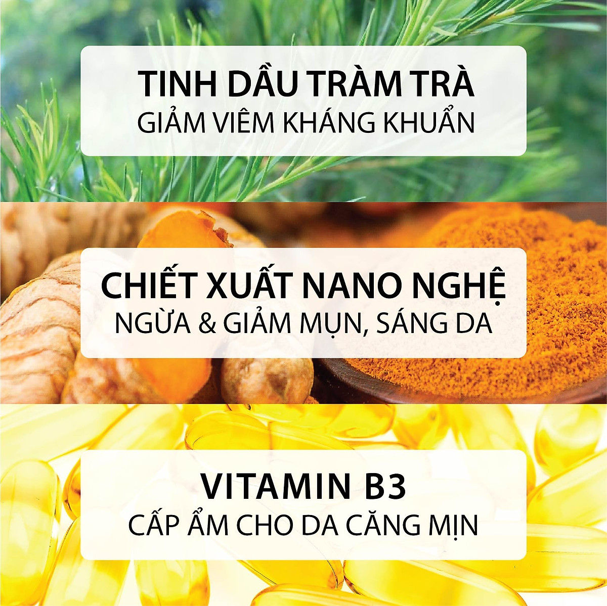 Sữa Rửa Mặt Tràm Trà Nano Nghệ Milaganics Làm sạch Chuyên Sâu Cho Da Mụn Nhạy Cảm