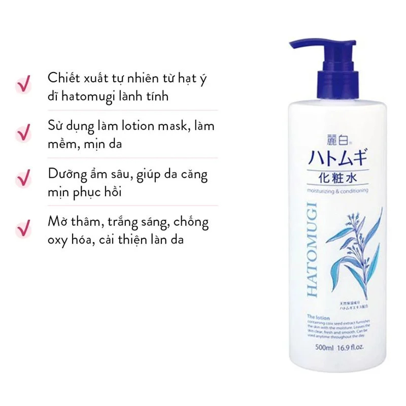 Nước dưỡng ẩm và làm sáng da hatomugi 500ml/chai