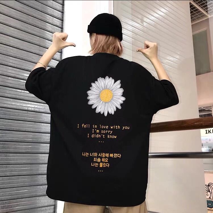 Áo thun tay lỡ form rộng ulzzang chữ Hàn daisy freesize nam nữ UNISEX