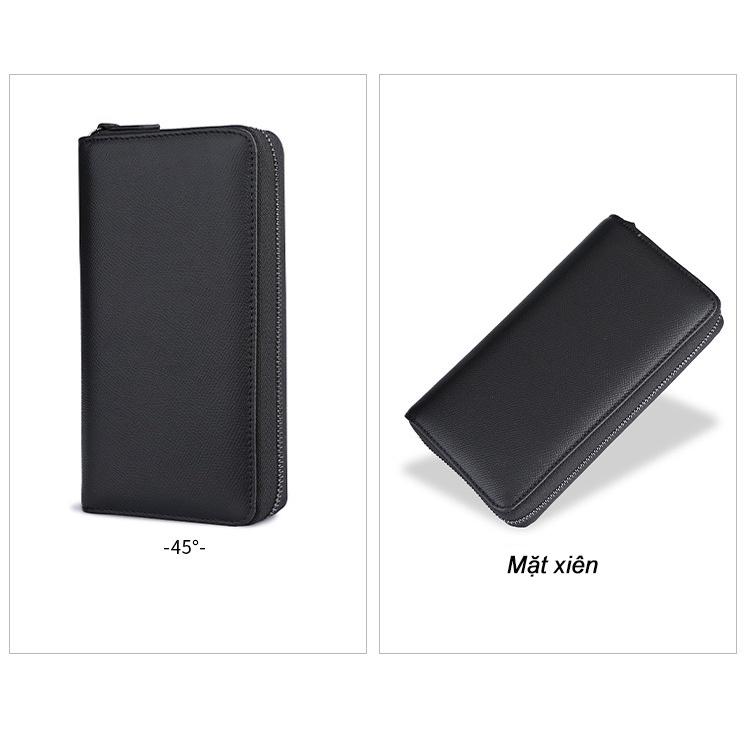 Ví Cầm Tay Nam Da Bò Thật CT01 Cao Cấp Sang Trọng Nhiều Ngăn Đựng Điện Thoại Bóp Dài Nam Kiểu Dáng Hàn Quốc JiDo Store