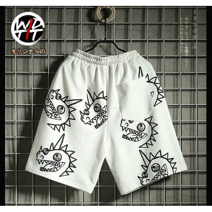 Quần short poly in hình khủng long co giãn 4 chiều mềm mịn