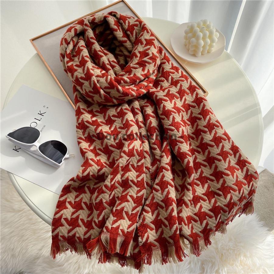 Khăn Choàng Cổ Len (Khăn Cashmere Dày) Cao Cấp Giữ Ấm Mùa Đông Họa Tiết Cao - 60x195cm - PJN.ARC - Mã LN013