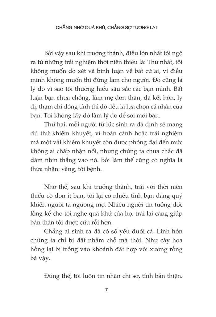 Sách Chẳng Nhớ Quá Khứ, Chẳng Sợ Tương Lai