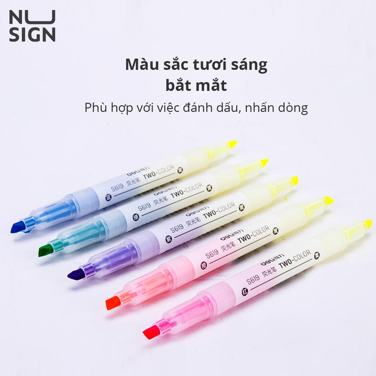 Set Bút Nhớ Dòng Highlight Đa Năng 5 Chiếc 6 Màu Nusign - Phù Hợp Học Sinh Văn Phòng Ghi Chú Take Note - S619