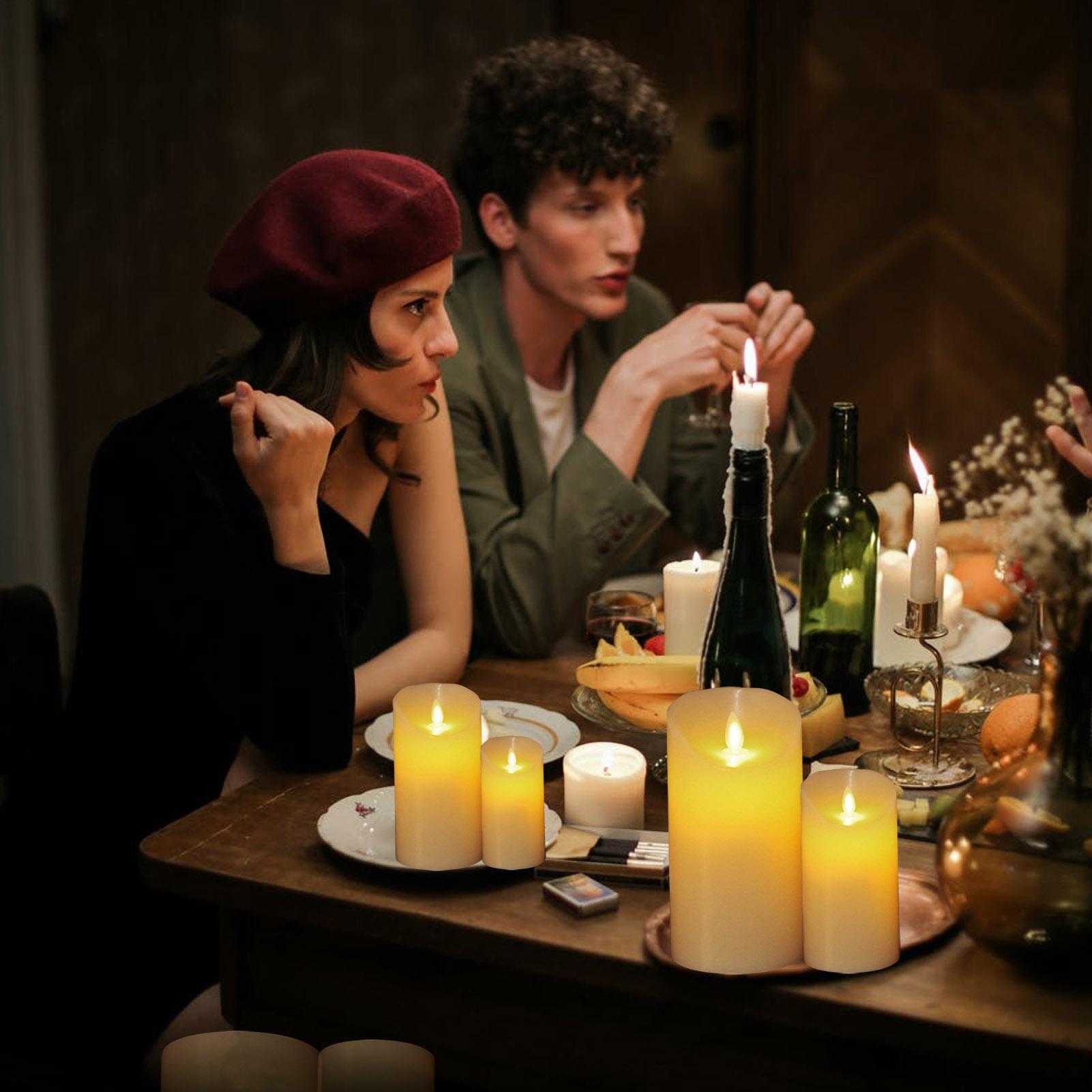 Bộ 3 Đèn Giáng Sinh Chiếu Sáng Trắng Ấm Có Điều Khiển Từ Xa Nến Không Lửa Pin Hoạt Động