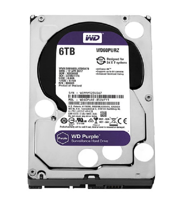 Ổ Cứng HDD Western Digital 6TB 3.5 Sata 3 64MP WD60PURZ - Hàng Chính Hãng