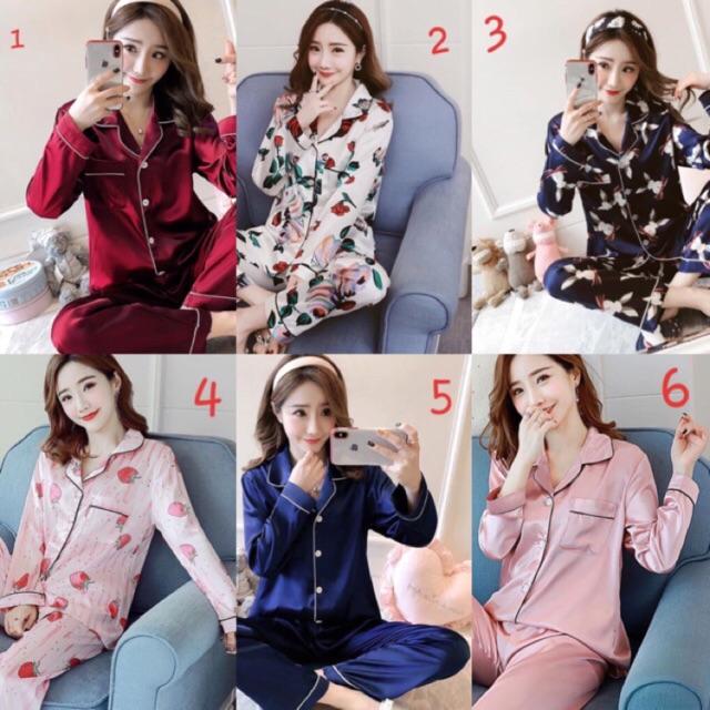 Bộ pizama lụa hàng quảng châu