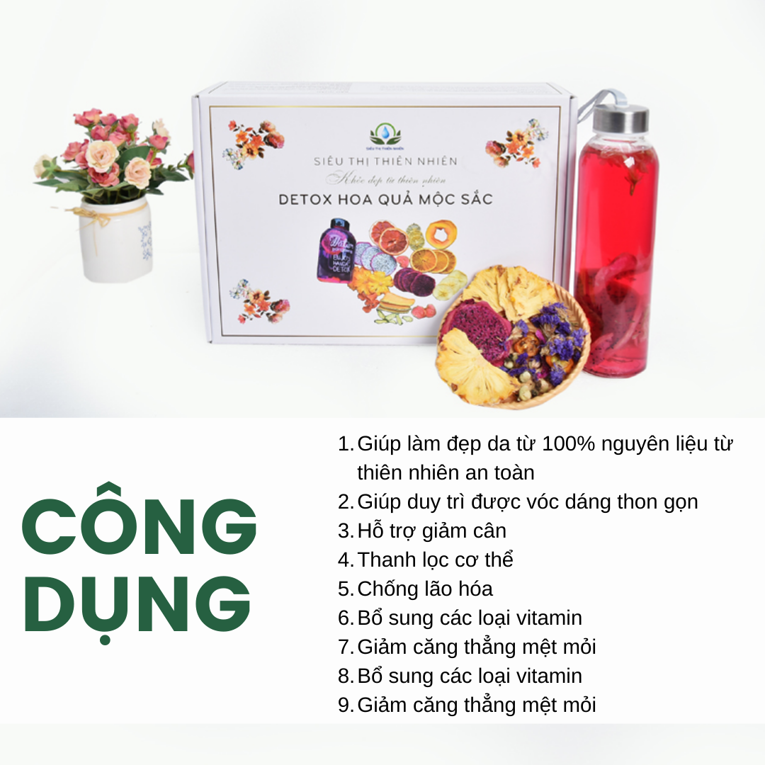 Detox Hoa Quả Sấy Khô Mộc Sắc, Hỗ Trợ Giảm Cân, Đẹp Da - Hộp 30 Gói