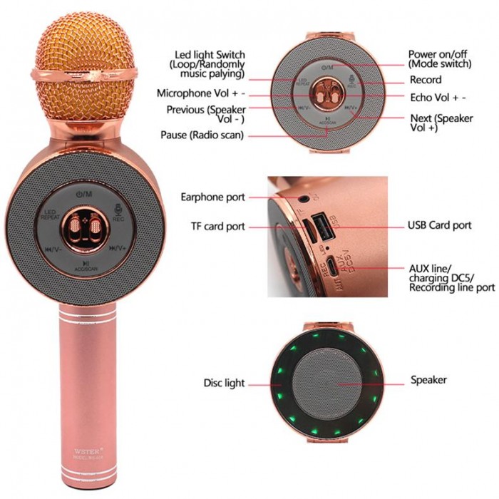 Micro hát karaoke WS668 kiêm loa bluetooth (ngẫu nhiên )