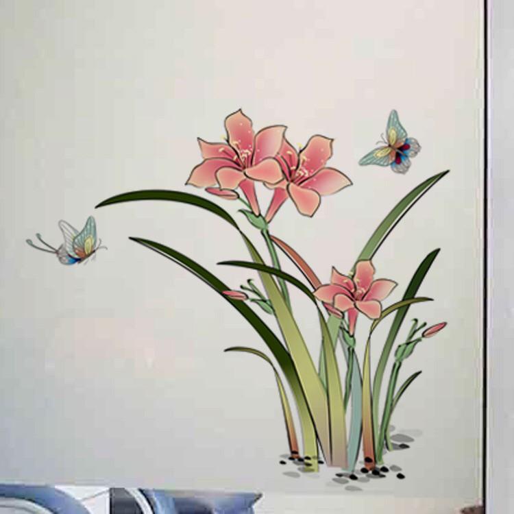 Decal trang trí Kính Cao Cấp - Hoa Ly Đỏ