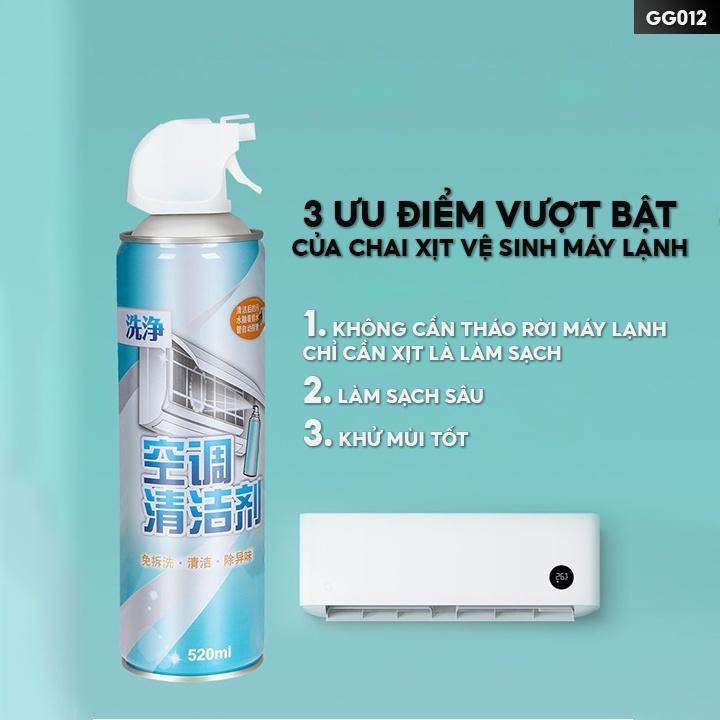 Chai Xịt Làm Sạch Máy Lạnh Vệ Sinh Điều Hoà Khử Khuẩn Cho Quạt Gió Gia Dụng GG012