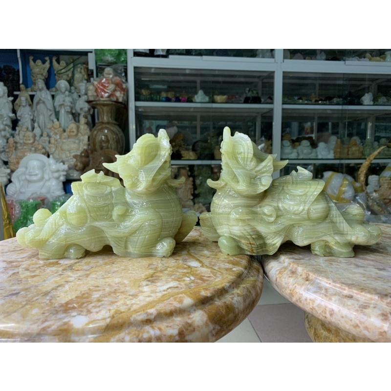 Cặp Tỳ Hưu Chiêu Tài Lộc Đá Ngọc Onix - ngang 20cm