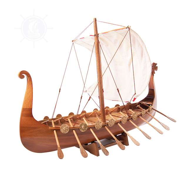 Mô Hình Thuyền Gỗ Drakkar Viking Dùng Để Trưng Bày Trang Trí Dài 64 Cm