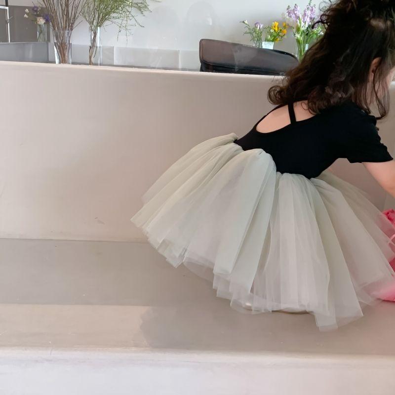 SHUANGYAN Váy ba lê siêu bồng nhiều lớp sợi váy trẻ em mùa hè váy công chúa trở lại chéo nhảy váy thời trang