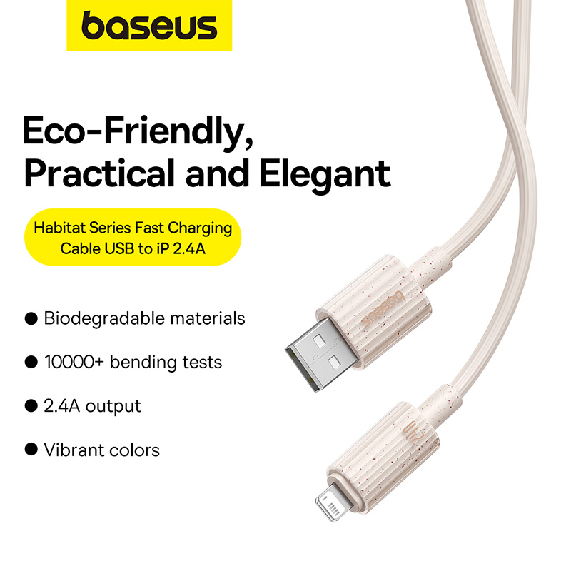 Cáp Sạc Nhanh USB to iP Baseus Habitat Series Fast Charging Cable USB to iP 2.4A (Hàng chính hãng)