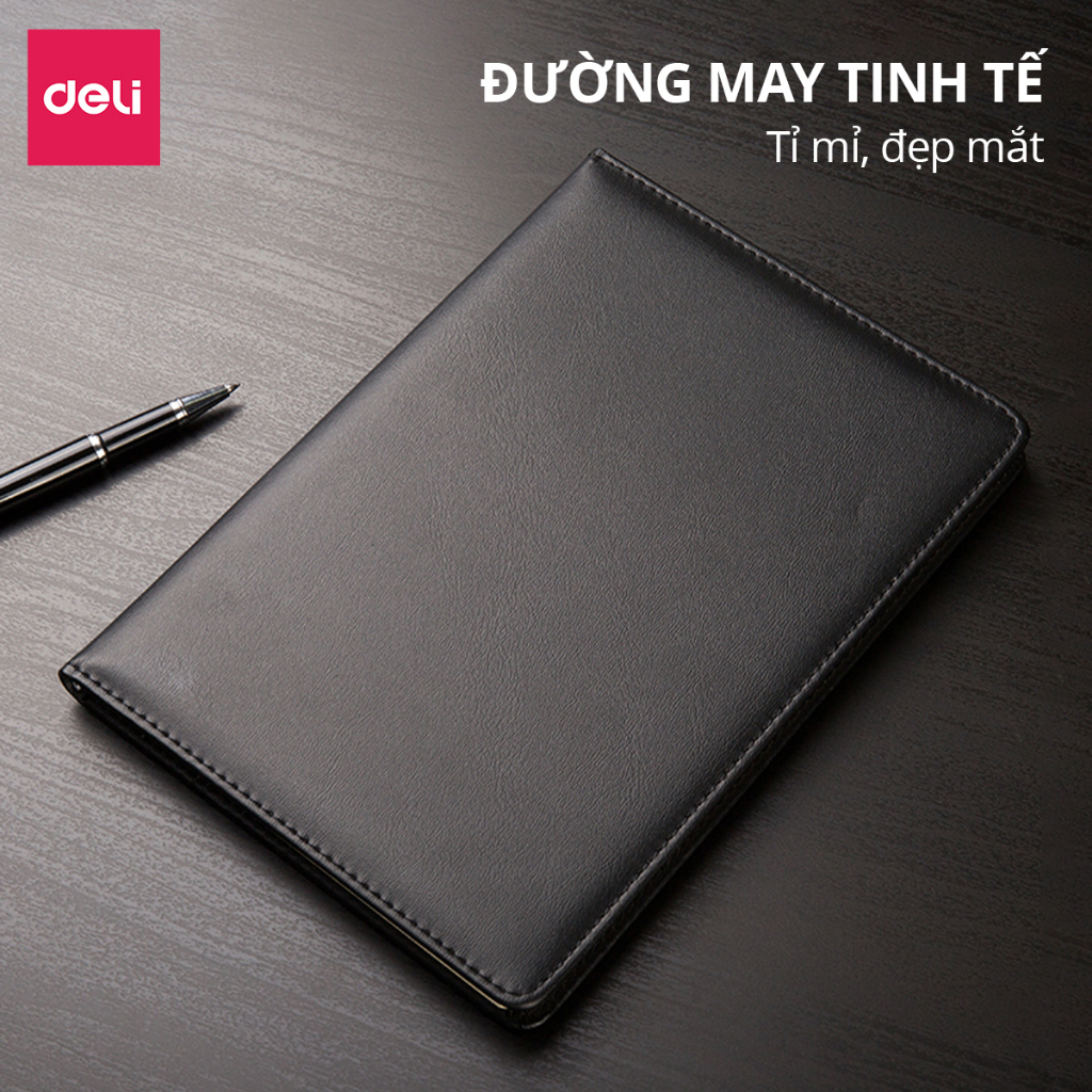 Sổ Da Sổ Tay Ghi Chép Kẻ Ngang 25K/ A5 Cao Cấp, Sang Trọng Deli - 192 Trang, Chống Lóa 70gsm - Làm Quà Tặng Văn Phòng