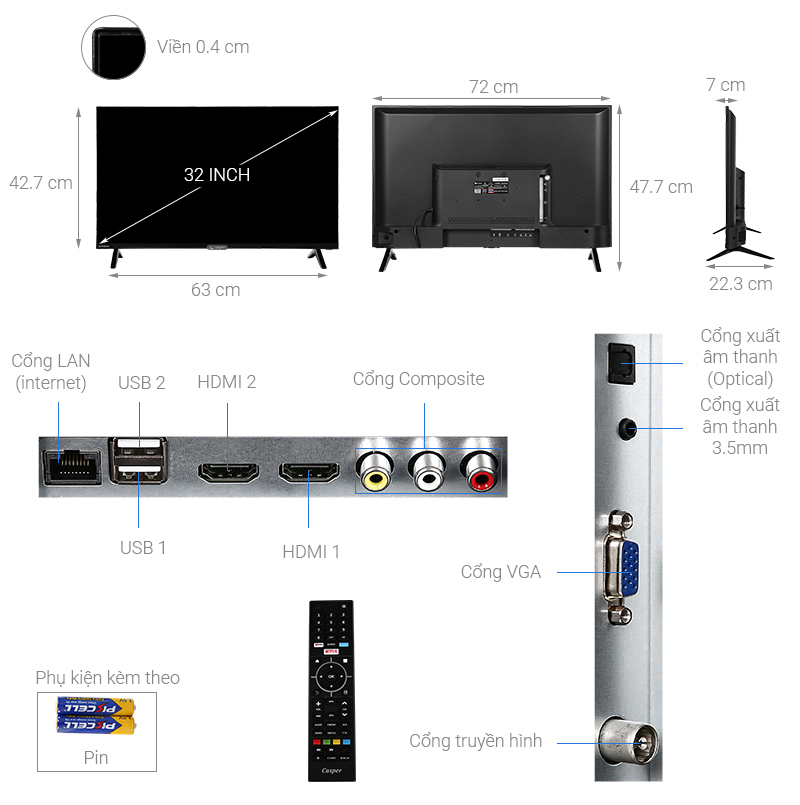 Smart Tivi Casper HD 32 inch 