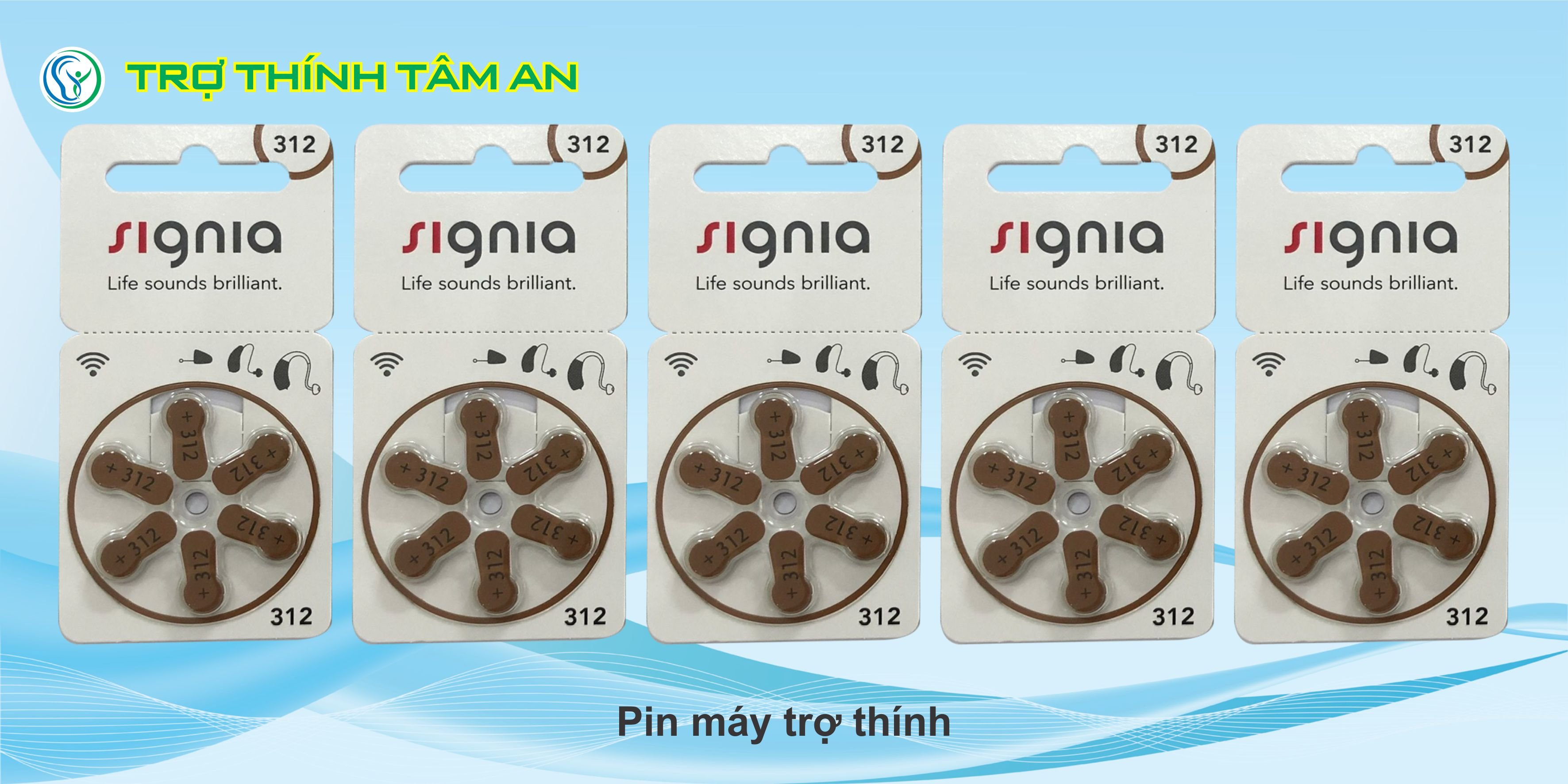 Pin 312 - Pin trợ thính Signia, hàng chính hãng, dùng cho máy trợ thính RIC, máy trong tai ITC-ITE, Pure 312