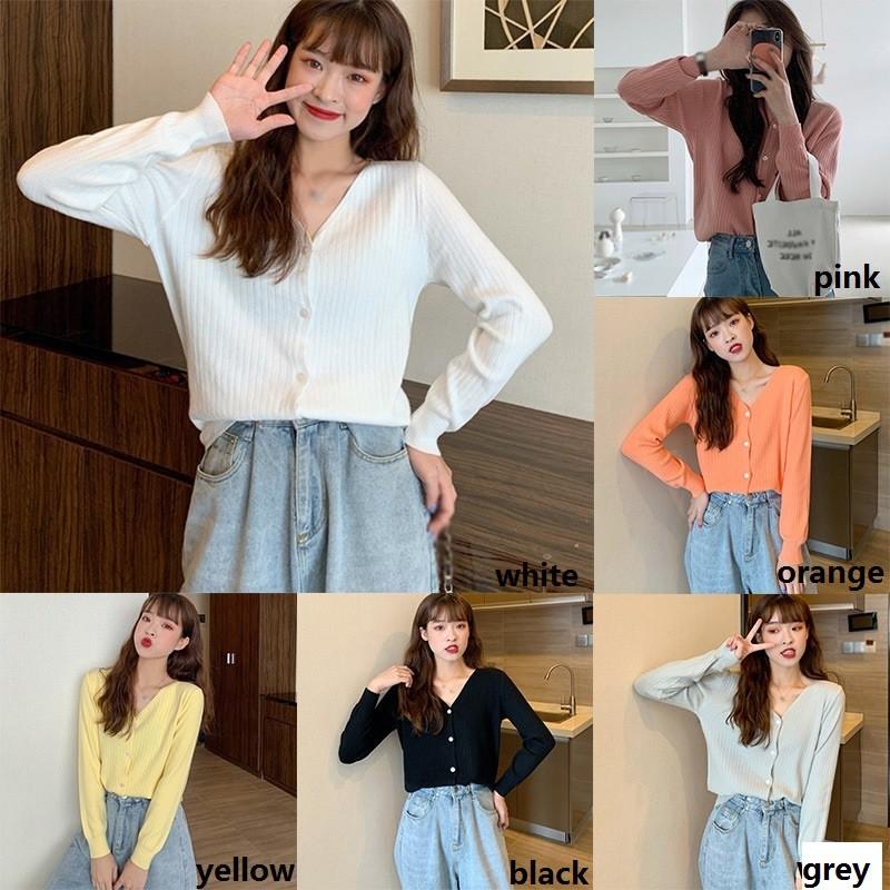 Áo Khoác Cardigan Dáng Rộng Cổ Chữ V Màu Trơn Thiết Kế Đơn Giản Cho Nữ
