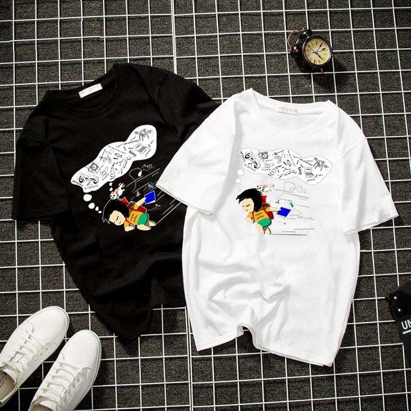 Áo thun unisex form rộng đi học dễ thương thời trang cá tính vải dày mịn 2019T1366