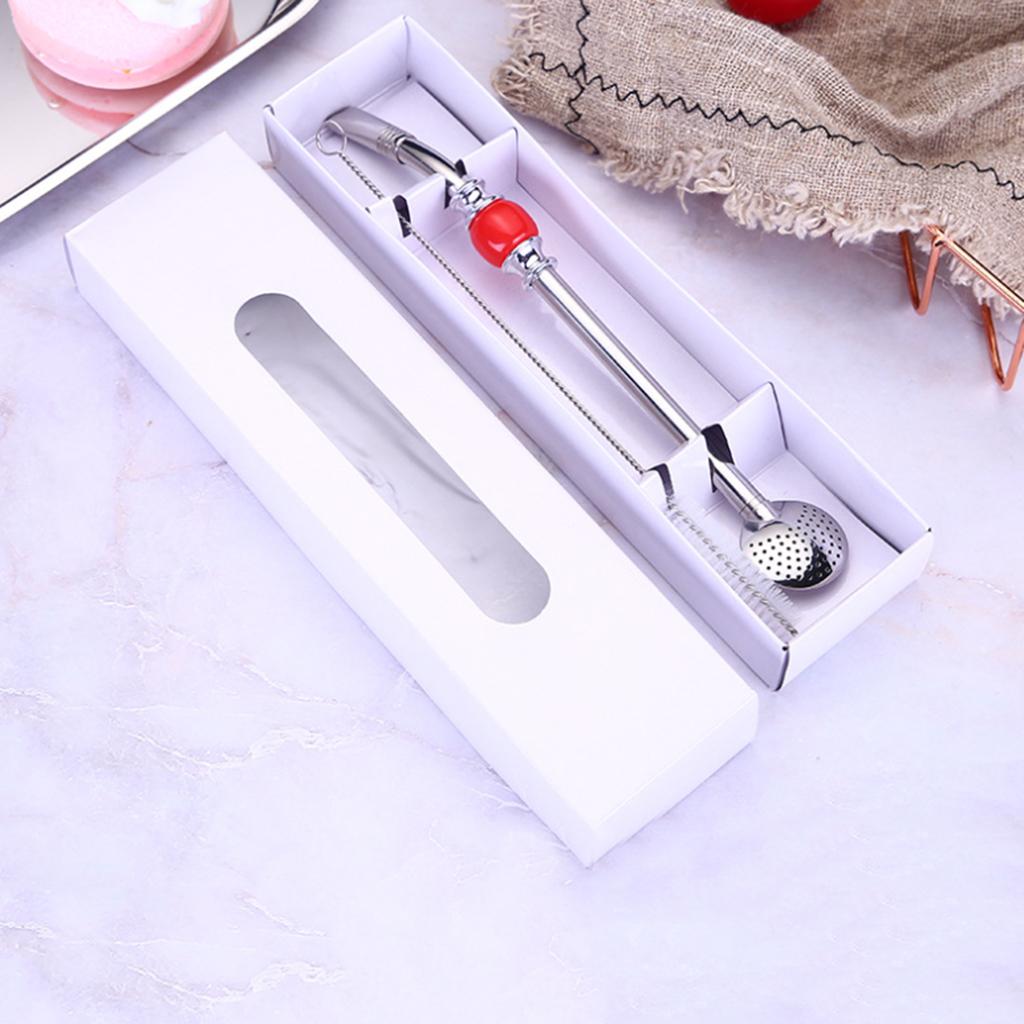 Stainless Steel Yerba Mate Straw Spoon Bombilla Tea Strainer Filter Colander Purple