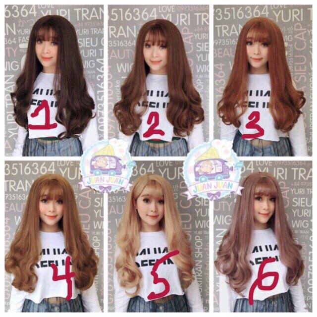 Tóc giả nữ nguyên đầu - Tóc giả nguyên đầu xoăn bấm phồng chân tóc