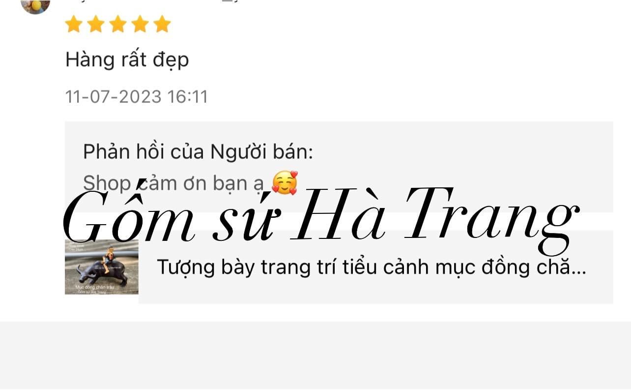 Tượng mục đồng chăn trâu gốm sứ Bát Tràng size 33cm