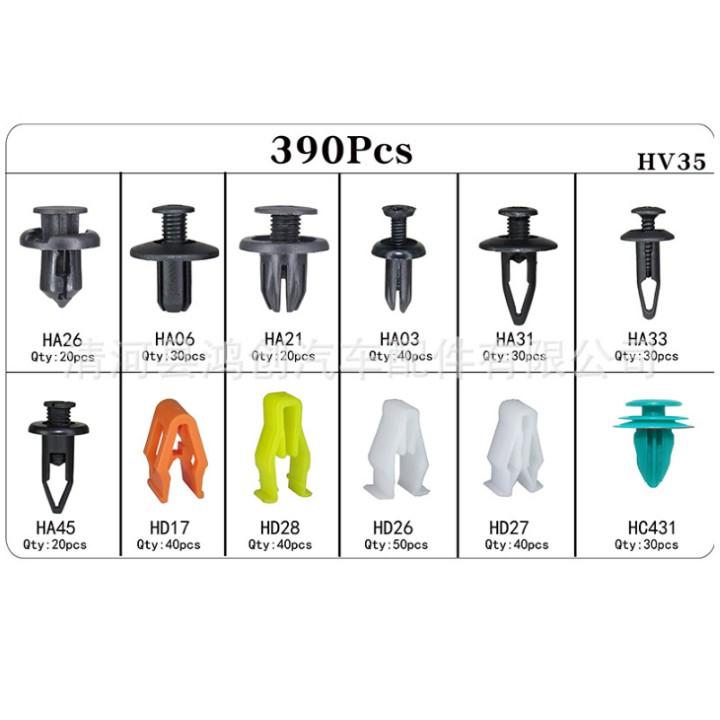 Hộp chốt nhựa, vít nhựa ô tô thập cẩm các loại 390 chi tiết